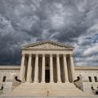The U.S. Supreme Court building on a cloudy day