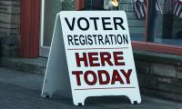 Voter registration sign