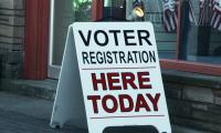Voter registration sign