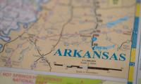 Map of Arkansas in a book of maps