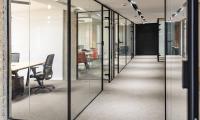 Empty offices with glass partitions