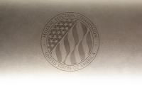 The logo of the Federal Election Commission on a wall
