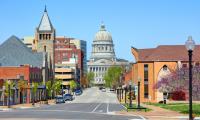 Street view of the Missouri State Capitol Building in Jefferson City, Missouri.