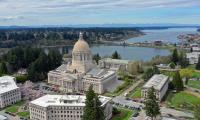 Aerial shot of the capitol building in Olympia, Washington