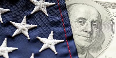 American flag and 100 dollar bill