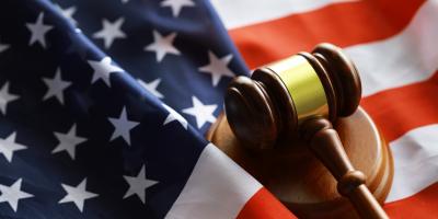 Gavel on top of an American flag