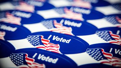 A row of I Voted stickers