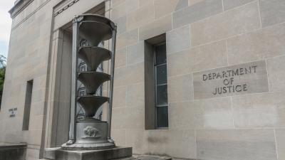 The outside of the Department of Justice building