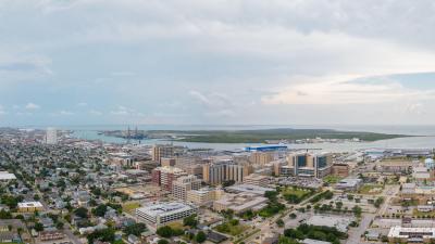 Aerial view of Galveston, Texas