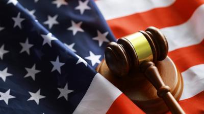 Gavel on top of an American flag