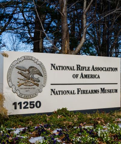 The sign outside the National Rifle Association and national Firearms Museum