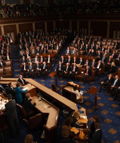 Picture of a joint session of Congress counting the Electoral College ballots in Washington, DC, the United States, on Jan. 6, 2017.