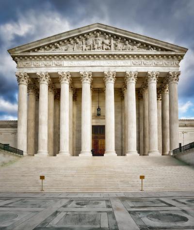 The front of the U.S. Supreme Court building