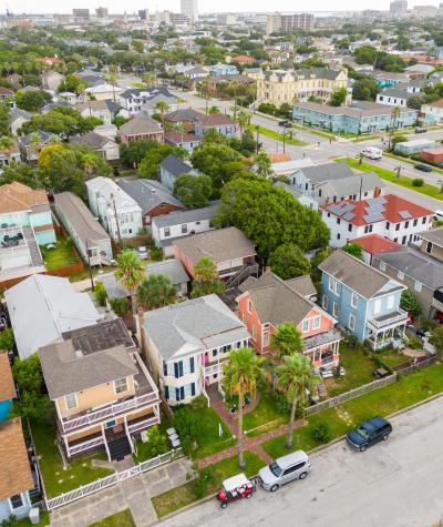 Aerial shot of residential homes