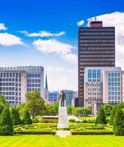 USA skyline from Louisiana State Capitol. in Baton Rouge, Louisiana