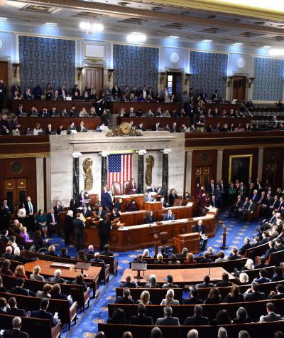Members of Congress in the House chamber