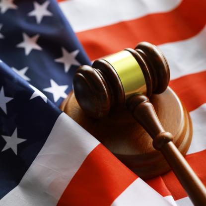 Gavel on top of an American flag