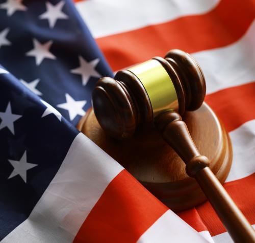 Gavel on top of an American flag