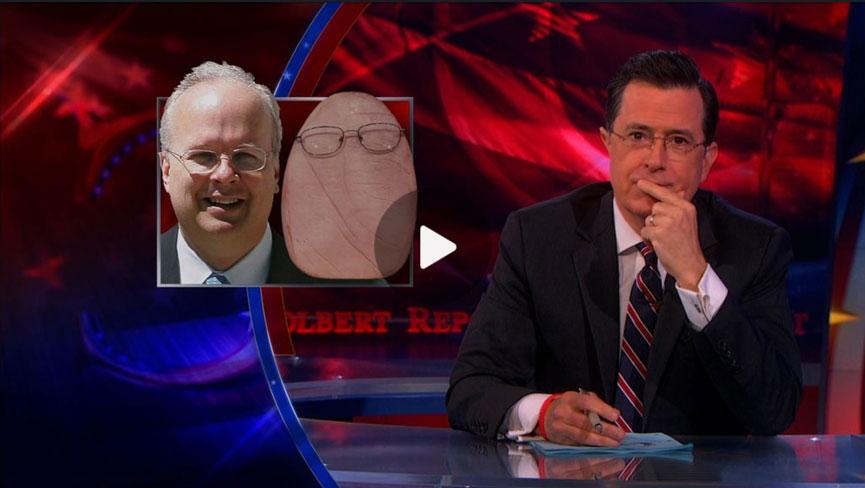 A screenshot from The Colbert Report's March 25, 2013 episode.