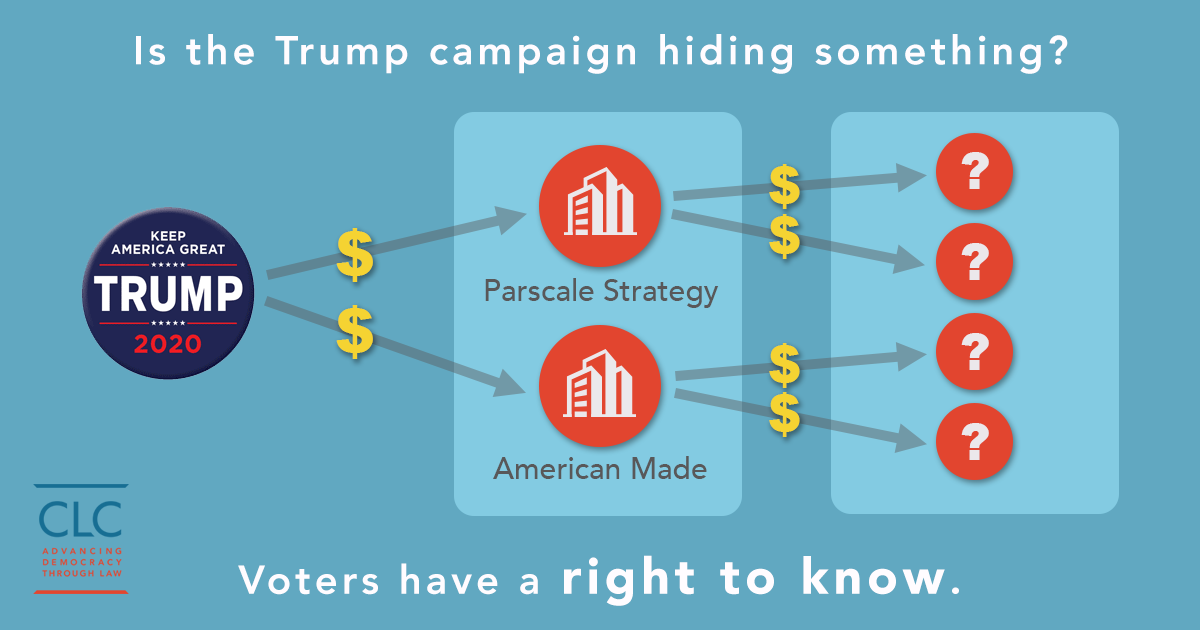 Graphic depicting the flow of money from the Trump campaign to Parscale's firms and then on to various unknown vendors