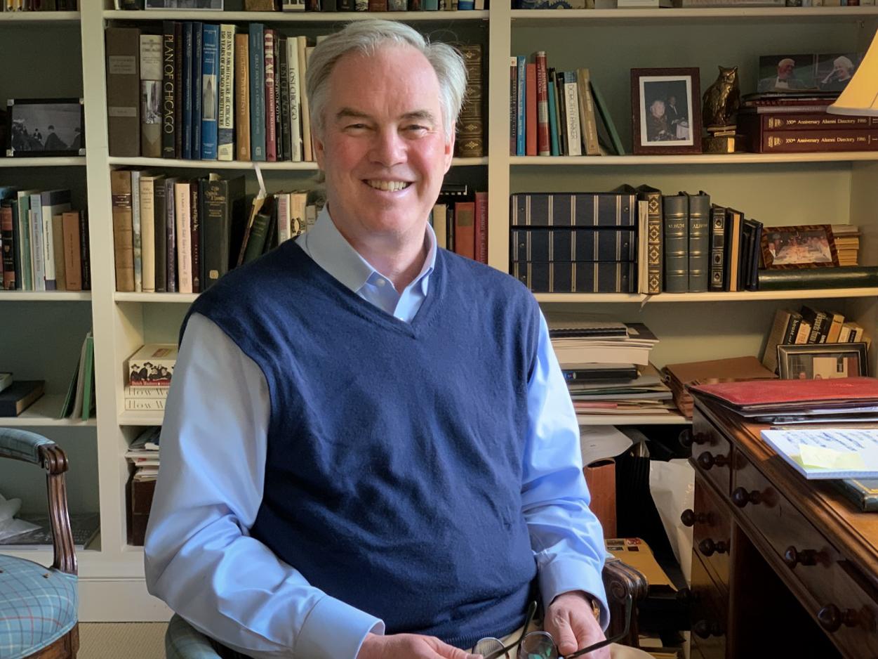 Trevor Potter seated in his home office