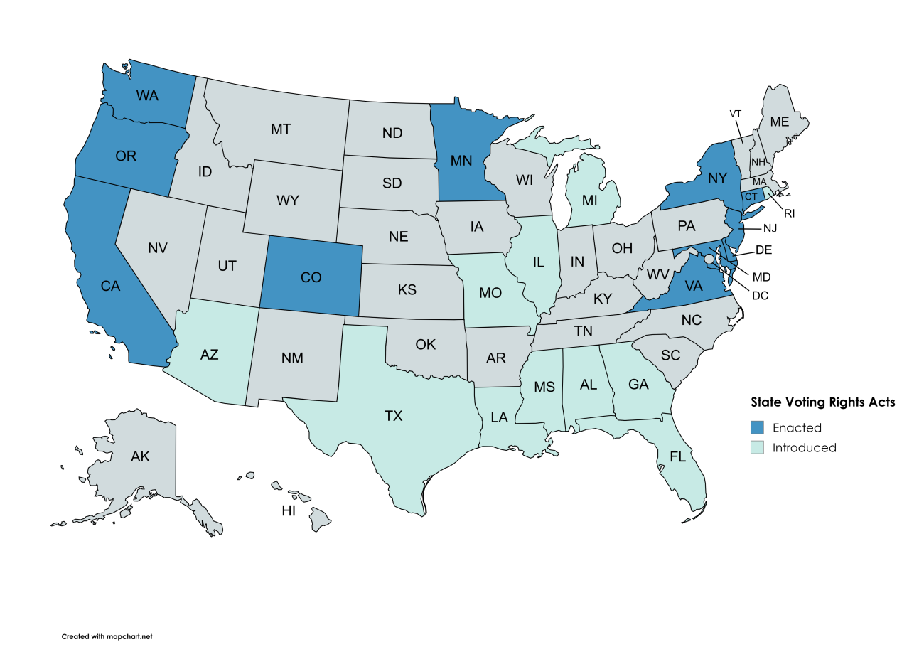 Generated map of State Voting Rights Acts